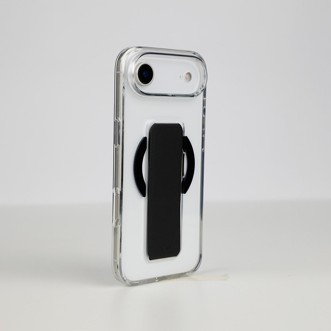 Asli Global MagTrox Gravitas Transparent MagSafe Case with Leather Grip for iPhone Air| Black