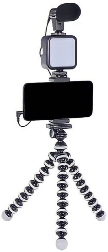 Smartphone Tripod, Portable Flexible Tripod Stand With Led Light, Phone Holder, Microphone, Wireless Remote For Video Recording Content Creation Kit Vlog