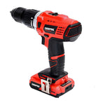 Geepas 18V Cordless Percussion Drill - Driver with Hammer Function, Compact Electric Drill Screwdriver with 2Ah*2 Battery, 15+1 Torque Setting with 2 Speed and LED Light