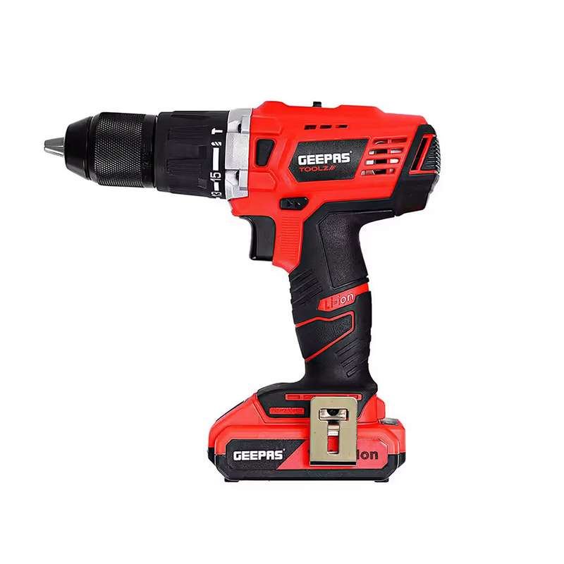 Geepas 18V Cordless Percussion Drill - Driver with Hammer Function, Compact Electric Drill Screwdriver with 2Ah*2 Battery, 15+1 Torque Setting with 2 Speed and LED Light