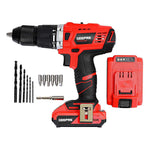 Geepas 18V Cordless Percussion Drill - Driver with Hammer Function, Compact Electric Drill Screwdriver with 2Ah*2 Battery, 15+1 Torque Setting with 2 Speed and LED Light