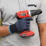 Geepas 18V Cordless Percussion Drill - Driver with Hammer Function, Compact Electric Drill Screwdriver with 2Ah*2 Battery, 15+1 Torque Setting with 2 Speed and LED Light