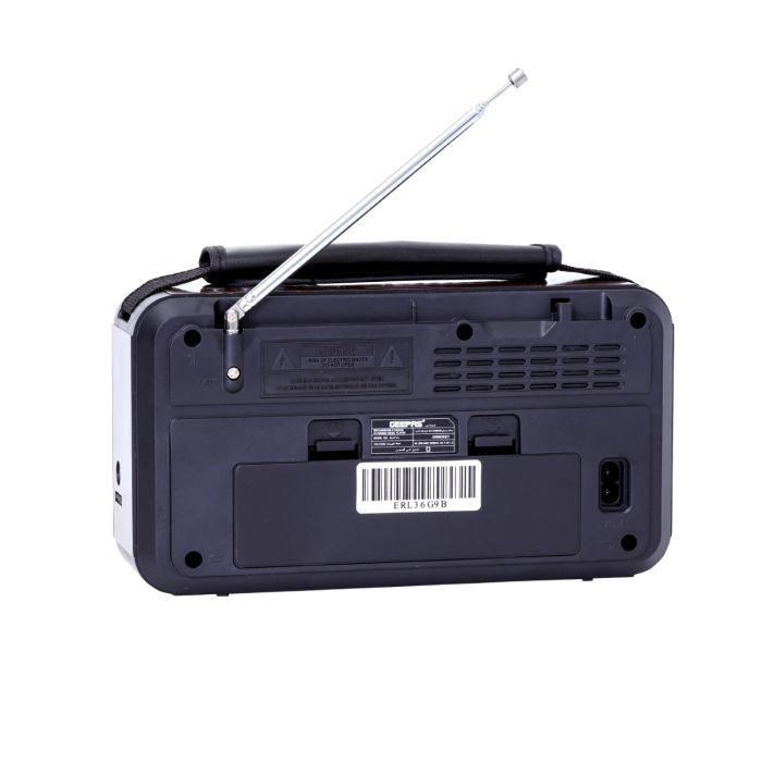 Geepas Rechargeable Radio with BT/USB/SD | 8-Band Music Player | Portable Design | Long Battery Life | FM/AM/SW Support | Rugged Build