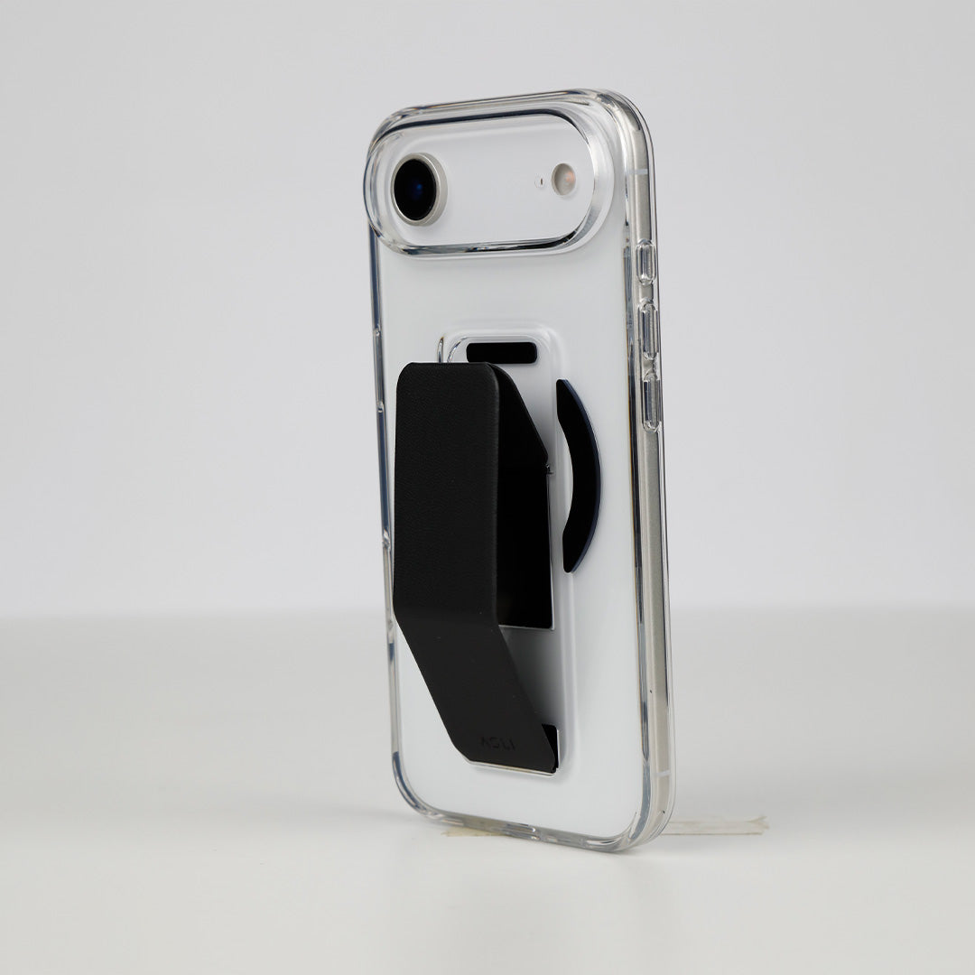 Asli Global MagTrox Gravitas Transparent MagSafe Case with Leather Grip for iPhone Air| Black