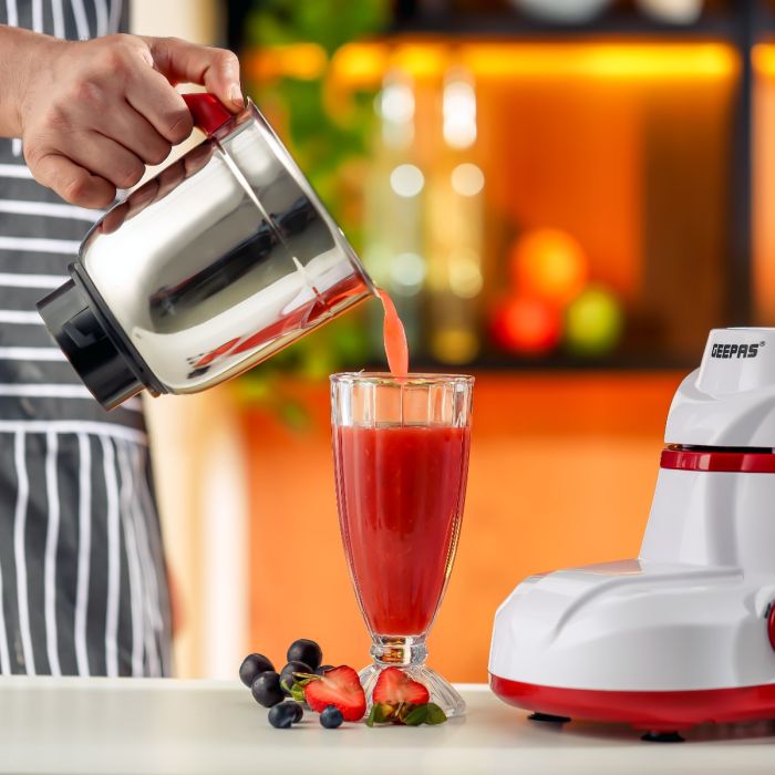 Geepas 2-IN-1 Mixer Grinder | 550W Powerful Motor with Stainless Steel Jars and Blades, Unbreakable Polycarbonate Jar Caps | Ergonomic Design, Overload Protector