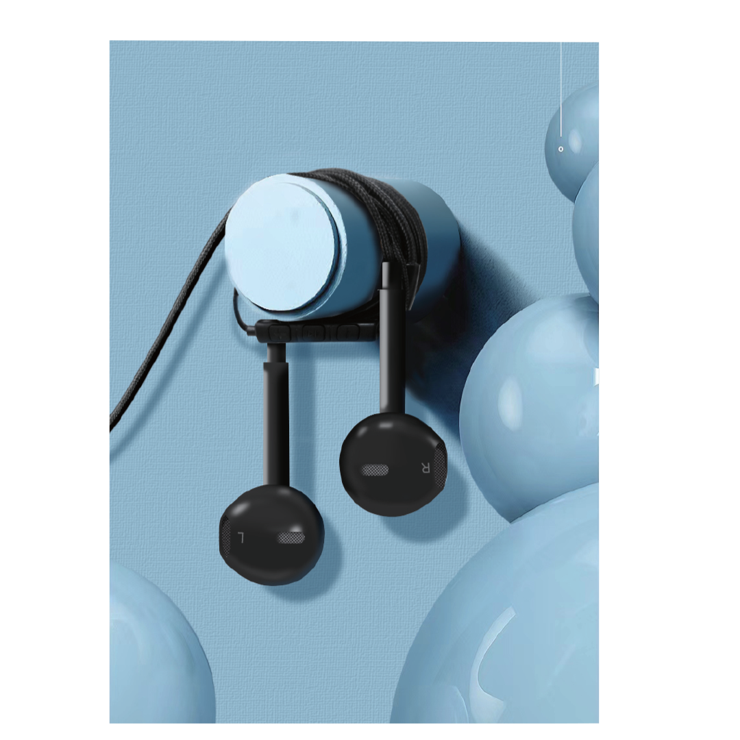 سماعات SoundPods من Asli Global ثنائية مزودة بموصل Lightning، بطول 1.2 متر | أسود