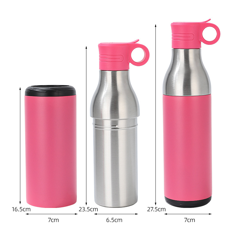 LZEL Natura Elva Vacuum Bottle Dual 400 mL + 400 mL | Hot Pink Aluminum