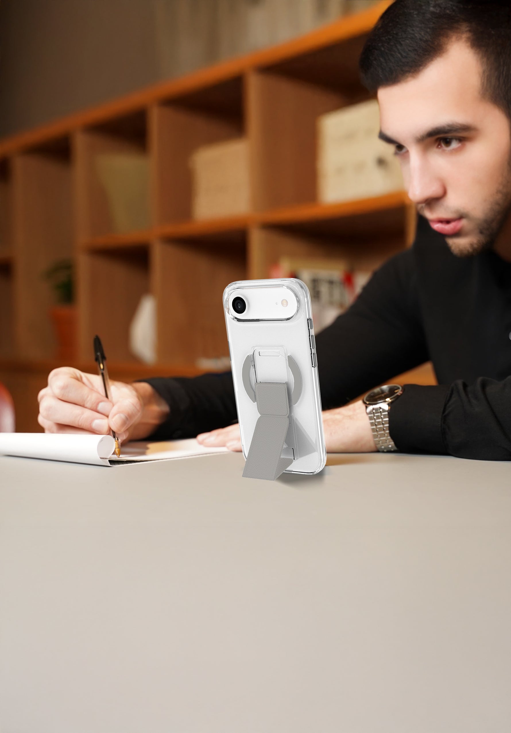 LZEL MagClear LeatherGrip Case for iPhone Air