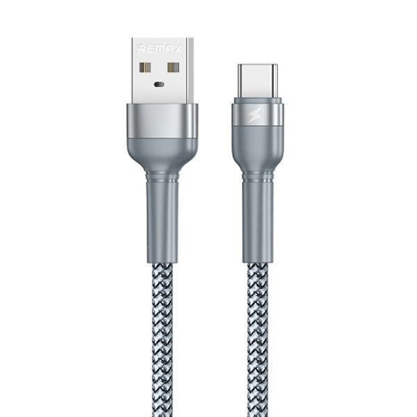 Remax Aluminum Alloy Braided USB-A To USB-C Cable Silver