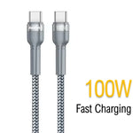 كيبل USB-C إلى  USB-C من ريماكس بقوة 100 واط مع تقنية PD | فضي