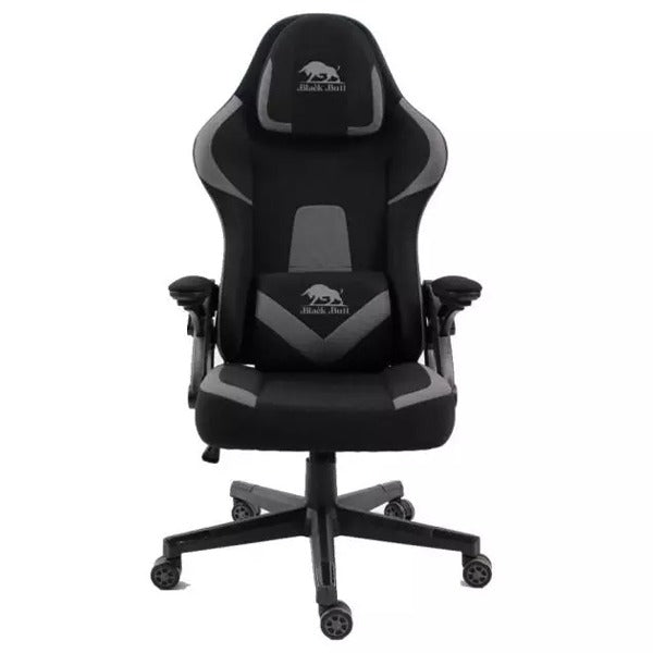 Black Bull Gaming Chair  With Headrest Up & Down Slide Adjustable and Moveable Armrest, Fabric