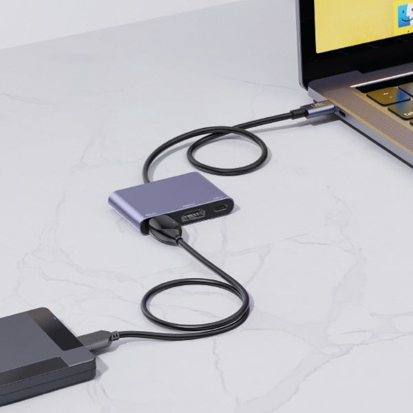 ليزل موزع Hubtrio Nexus من نوع USB-C ثلاثي في واحد لعده منافذ | أسود