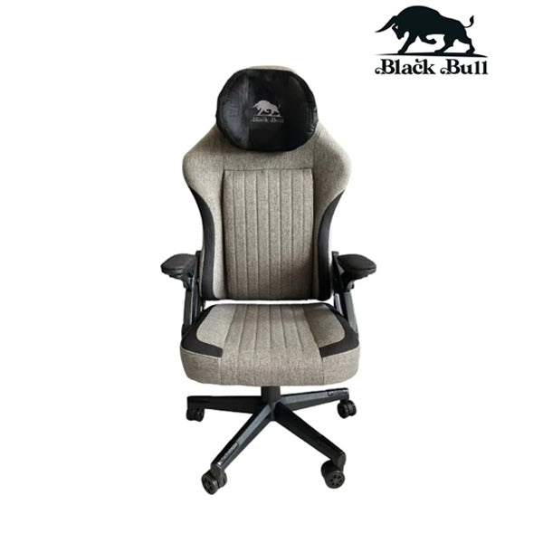 Black Bull Gaming Chair With Molded Headrest Up & Down - Fabric, Gray /Black by Black Bull