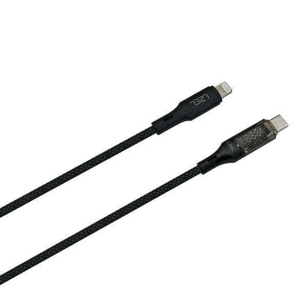 LZEL Celeris Power Disp 60W USB-C to Lightning Cable With Digital Display 1.2m | Black