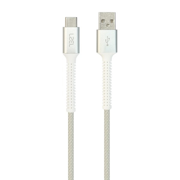 LZEL Celeris Power Ac Fabric Braided USB-A to USB-C Cable 1.2m | White