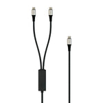 LZEL Celeris Power C Twin Fabric Braided  100W USB-C to USB-C X 2 With Splitter Cable 1.2m | Black