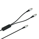 LZEL Celeris Power C Twin Fabric Braided  100W USB-C to USB-C X 2 With Splitter Cable 1.2m | Black