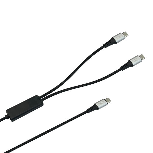 LZEL Celeris Power C Twin Fabric Braided  100W USB-C to USB-C X 2 With Splitter Cable 1.2m | Black