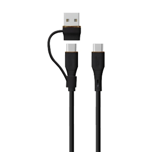 كيبل Celeris PowerDuo من ليزل 2 في 1 بقوة 100 واط USB-C إلي USB-C مع USB-A  مدمج 3 متر| أسود