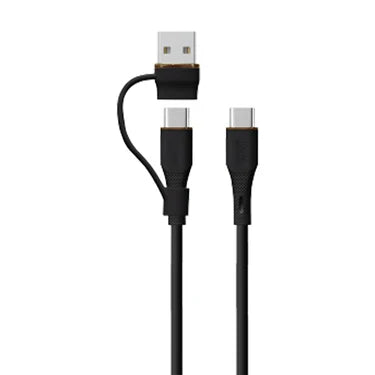 LZEL Celeris PowerDuo – 2-in-1 USB-C to USB-C 100W Silicone Cable (3m) Built-in USB-A connector
