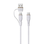 LZEL Celeris PowerDuo – 2-in-1 USB-C to USB-C 100W Silicone Cable (3m) Built-in USB-A connector