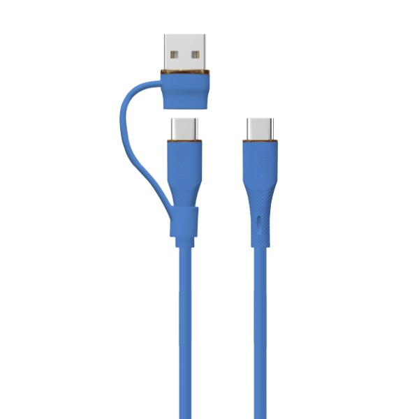 كيبل Celeris PowerDuo من ليزل 2 في 1 بقوة 100 واط USB-C إلي USB-C مع USB-A  مدمج 2 متر| أزرق داكن