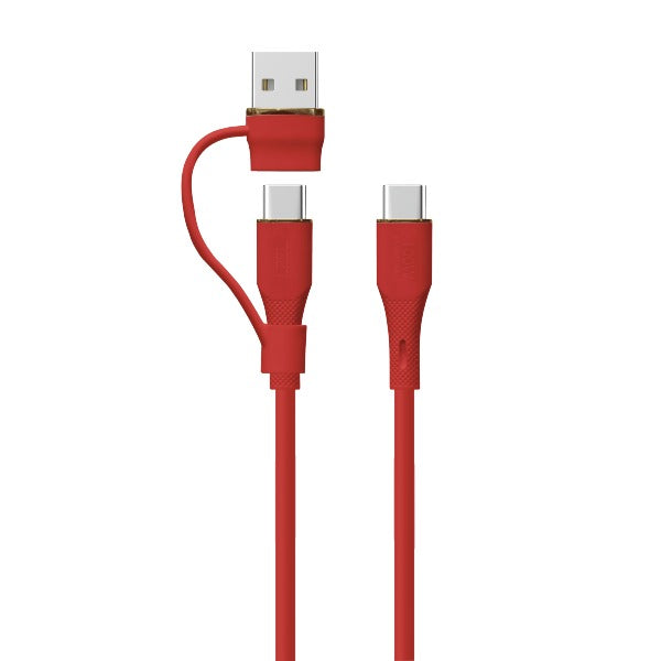 كيبل Celeris PowerDuo من ليزل 2 في 1 بقوة 100 واط USB-C إلي USB-C مع USB-A  مدمج 2 متر| أحمر