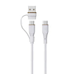 LZEL Celeris PowerDuo – 2-in-1 USB-C to USB-C 100W Silicone Cable (2m) Built-in USB-A connector