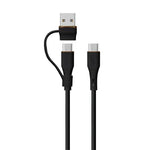 LZEL Celeris Powerduo 2-in-1 USB-C To USB-C 100w Silicone 1m Cable Built-in USB-A connector