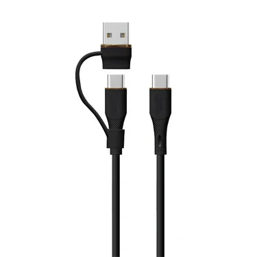 LZEL Celeris Powerduo 2-in-1 USB-C To USB-C 100w Silicone 1m Cable Built-in USB-A connector