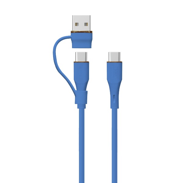 كيبل Celeris PowerDuo من ليزل 2 في 1 بقوة 100 واط USB-C إلي USB-C مع USB-A  مدمج 1 متر| أزرق داكن