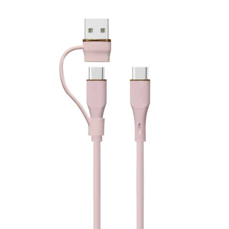 LZEL Celeris Powerduo 2-in-1 USB-C To USB-C 100w Silicone 1m Cable Built-in USB-A connector