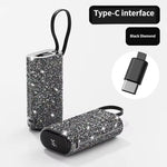 بطارية شحن متنقلة Power Pod Luxe بتصميم ألماسي من أسلي جلوبال سعة 10000 مللي أمبير مع كيبل Type-C مدمج PD| أسود