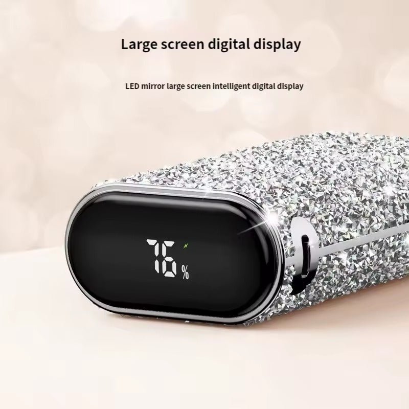 Asli Global 10000mAh Power Pod Luxe Shinning Diamond Power Bank with Built in Cable | Purple