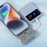 Asli Global 5000mAh PowerPod Luxe Lightning Mini Diamond PowerBank with Built in Type-C Cable | Silver