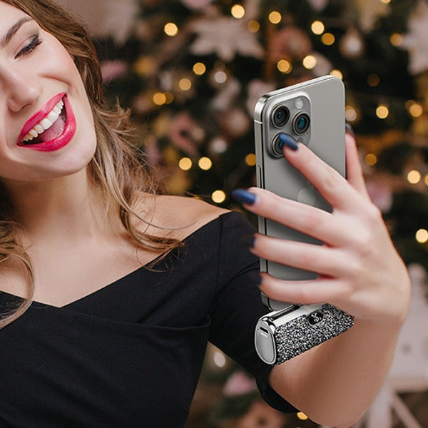 بطارية شحن متنقلة Power Pod Luxe بتصميم ألماسي من أسلي جلوبال سعة 5000 مللي أمبير مع كيبل Lightning مدمج PD| أبيض