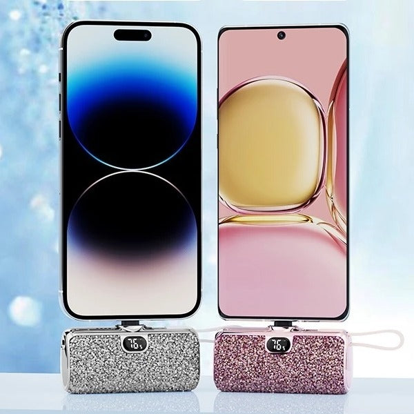 بطارية شحن متنقلة Power Pod Luxe بتصميم ألماسي من أسلي جلوبال سعة 5000 مللي أمبير مع كيبل Lightning مدمج PD| أبيض