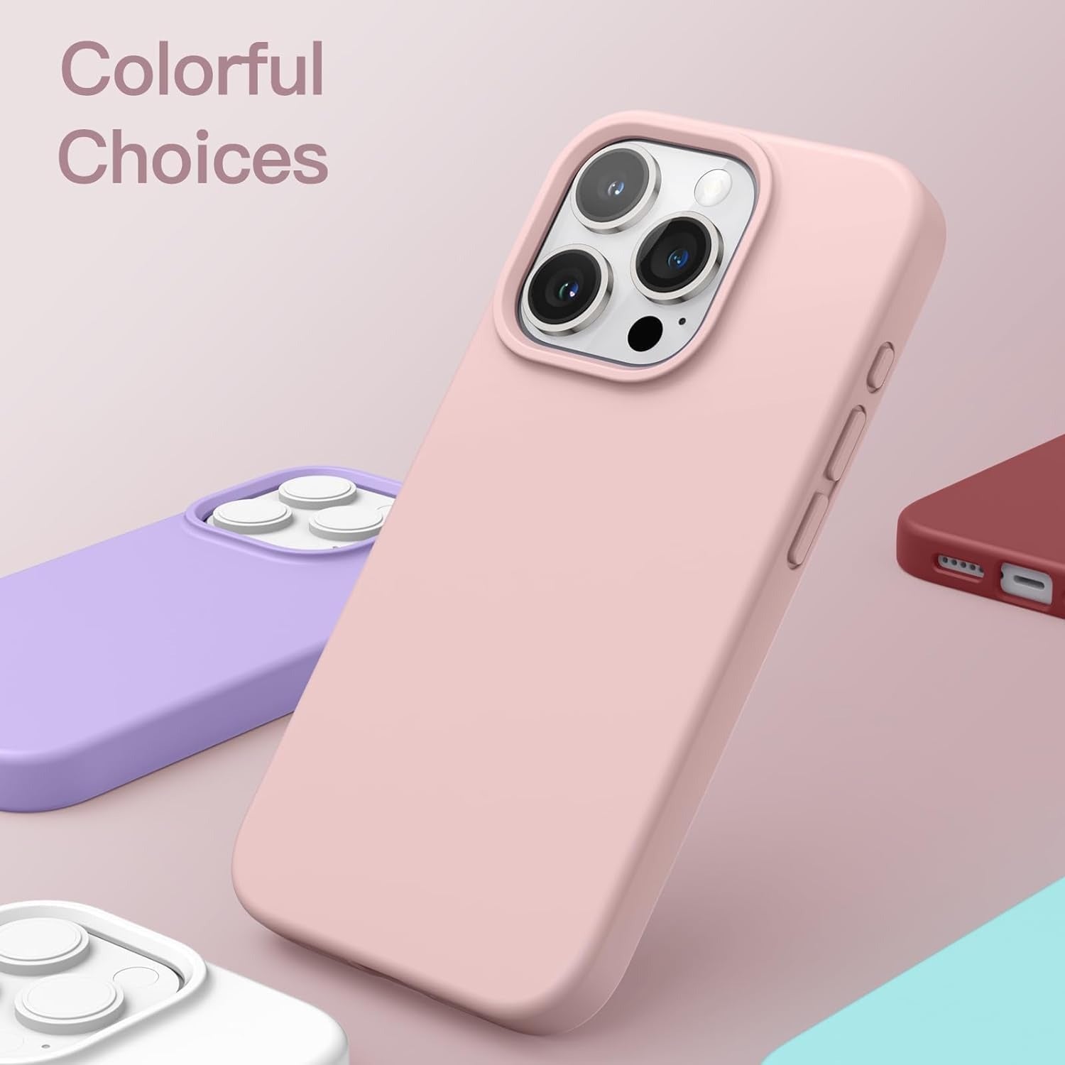 كڤر حماية سيليكون من أسلي جلوبال متوافق مع  MagSafe لهاتف iPhone 15 Pro |وردي