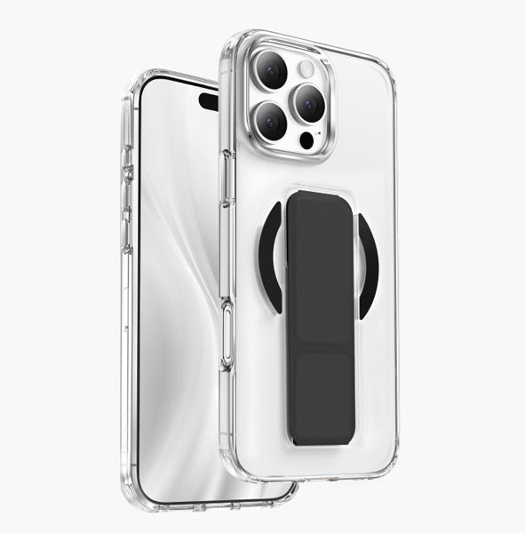 Asli Global iPhone 16 Pro Leather Grip Case | Clear/Black