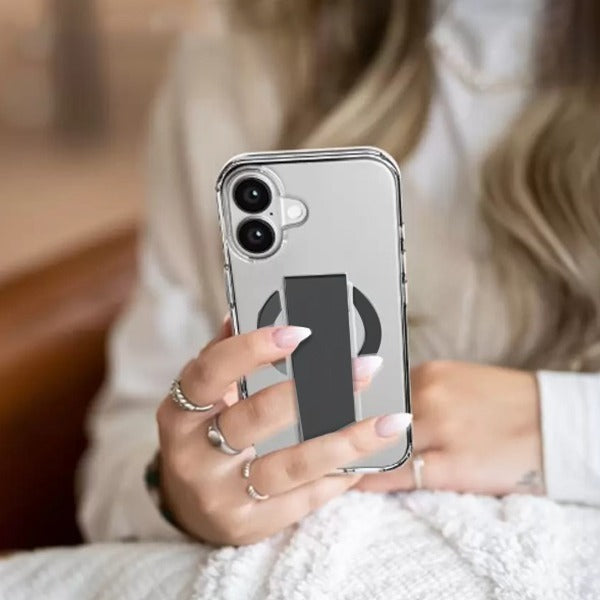 Asli Global iPhone 16 Plus Leather Grip Case Clear