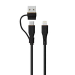 LZEL Celeris PowerDuo – 2-in-1 USB-C to Lightning 27W Silicone Cable (1m) Built-in USB-A Connector