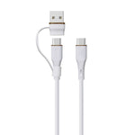 LZEL Celeris PowerDuo – 2-in-1 USB-C to USB-C 100W Silicone Cable (30cm) Built-in USB-A connector