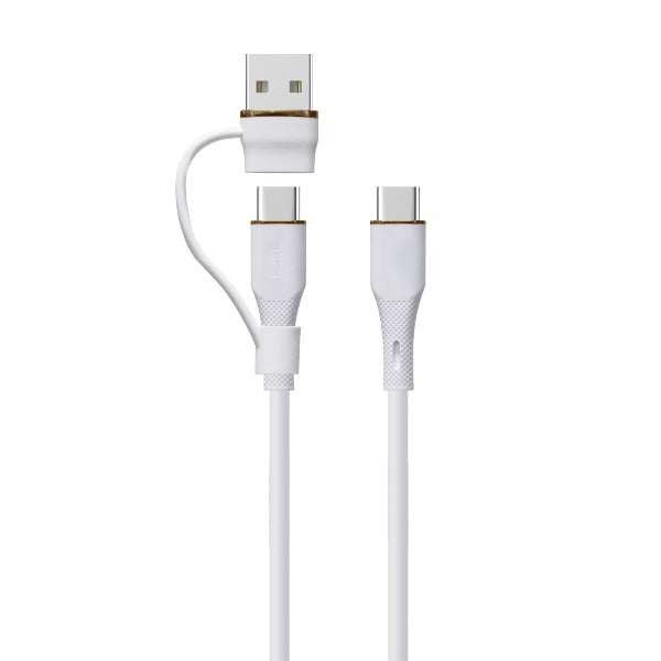 LZEL Celeris PowerDuo – 2-in-1 USB-C to USB-C 100W Silicone Cable (30cm) Built-in USB-A connector