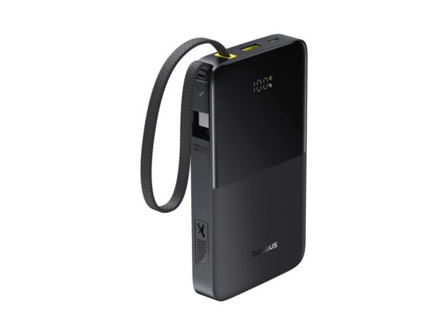 باور بانك Baseus EnerFill FC51 Bipow2 Pro بشاشة رقمية وكابل مدمج بسعة 10000mAh وقدرة 22.5W | اسود