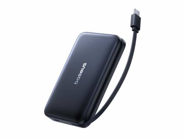 باور بانك Baseus PicoGo AM61 Qi2.2 مغناطيسي مع كابل مدمج بسعة 10000mAh وقدرة 45W | اسود