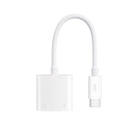 محول LZEL Hubduo Nexus ثنائي USB-C للسماعات والشحن بطول 20 سم | أبيض