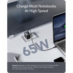 شاحن حائط Nano II بقوة 65 واط بمنفذ USB-C من Anker | أسود