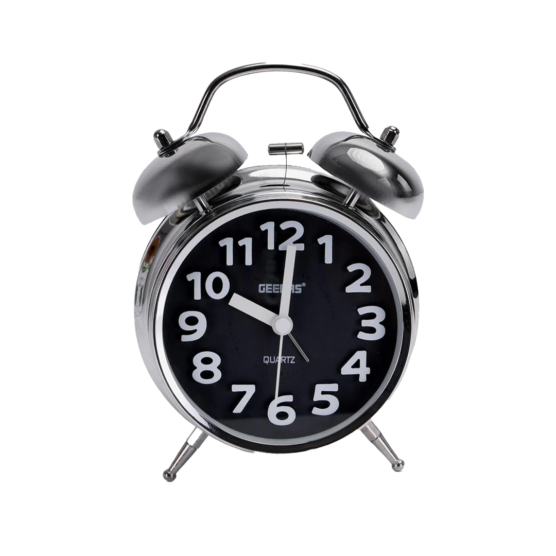 ساعة منبه جيباس بمسمارين – فضي كرومي