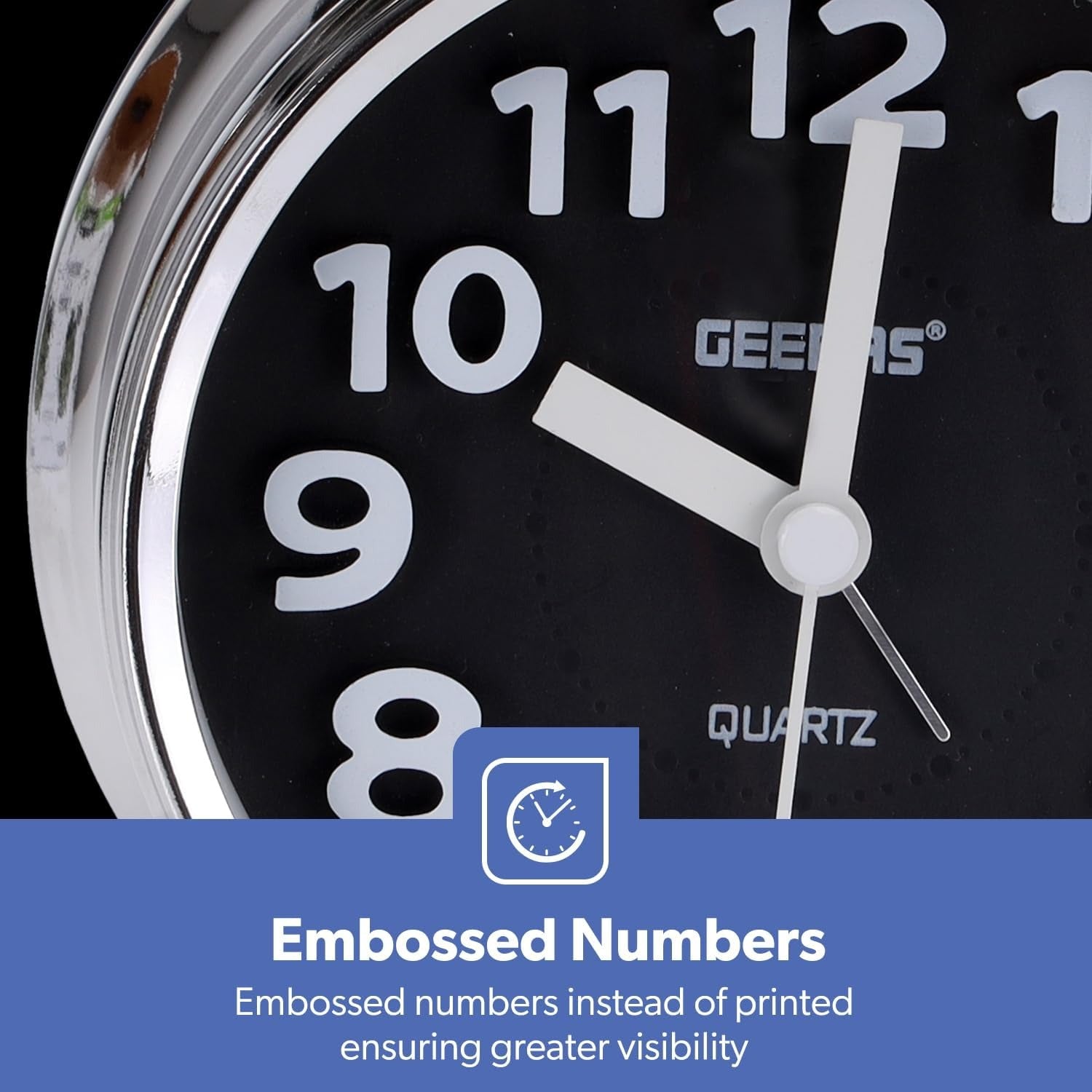 ساعة منبه جيباس بمسمارين – فضي كرومي