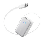 Anker Nano Power Bank 10,000mAh – 45W Fast Charging with Built-in USB-C Cable | White